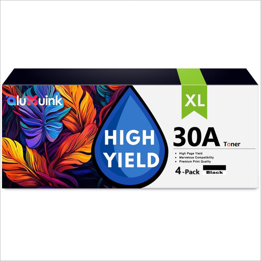 30A Toner Cartridge 4 Pack Compatible for 30A CF230A Black Toner Cartridges for Laser Pro M203 Series; Laser Pro MFP M227 Series Printers