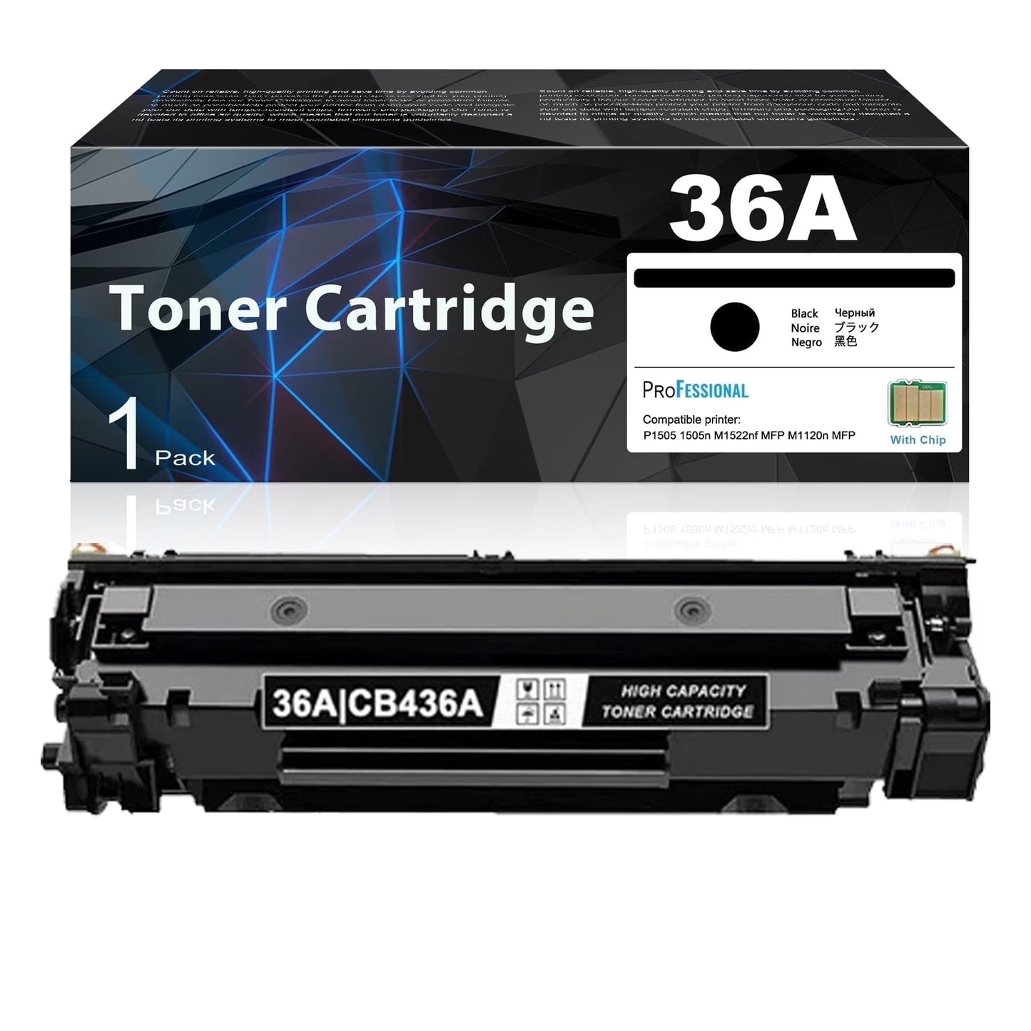 36A CB436A Toner Cartridge Black Compatible for HP 36A CB436A Toner for M1522n P1505n Printers