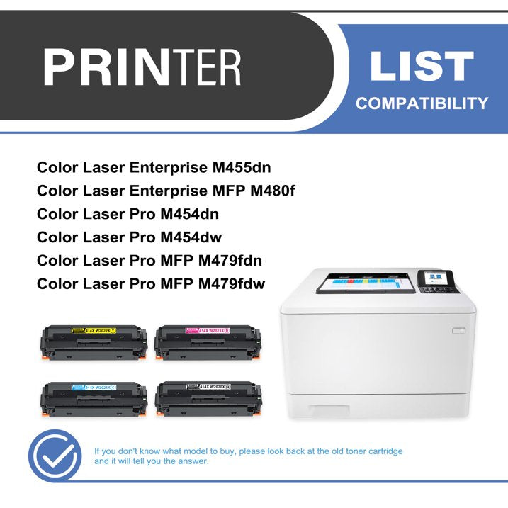 414X Toner Cartridge 4-Pack Compatible for HP 414X W2020X Toner Cartridges for Color Laser Enterprise M455dn, MFP M480f; Color Laser Pro M454, MFP M479 Series Printer( Black, Cyan, Magenta, Yellow)