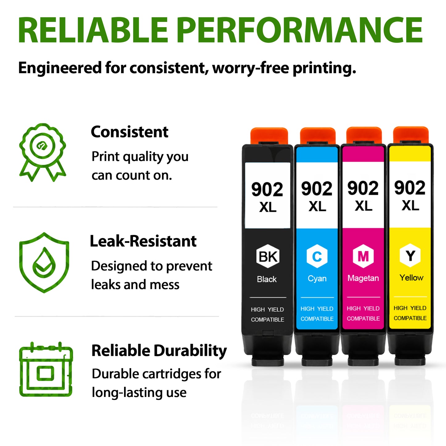 902XL Ink Cartridges Combo Pack Compatible for 902 xl 902 Ink Cartridges Works with OfficeJet Pro 6968 6970 6962 6958 Printers (4-Pack)