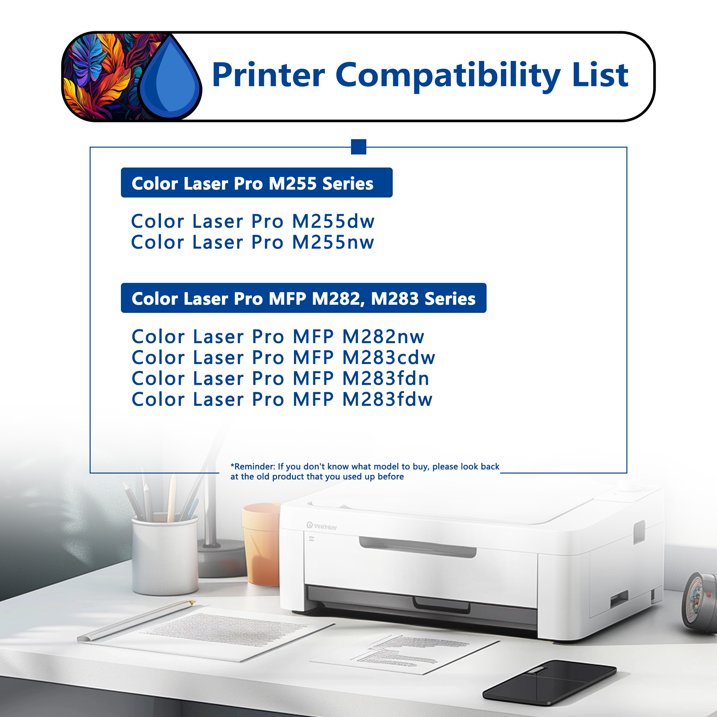 206A Toner Cartridge 1 Pack Compatible for 206A W2110A Black Toner Cartridges for Color Laser Pro M255; Color Laser Pro MFP M282, M283 Series Printers