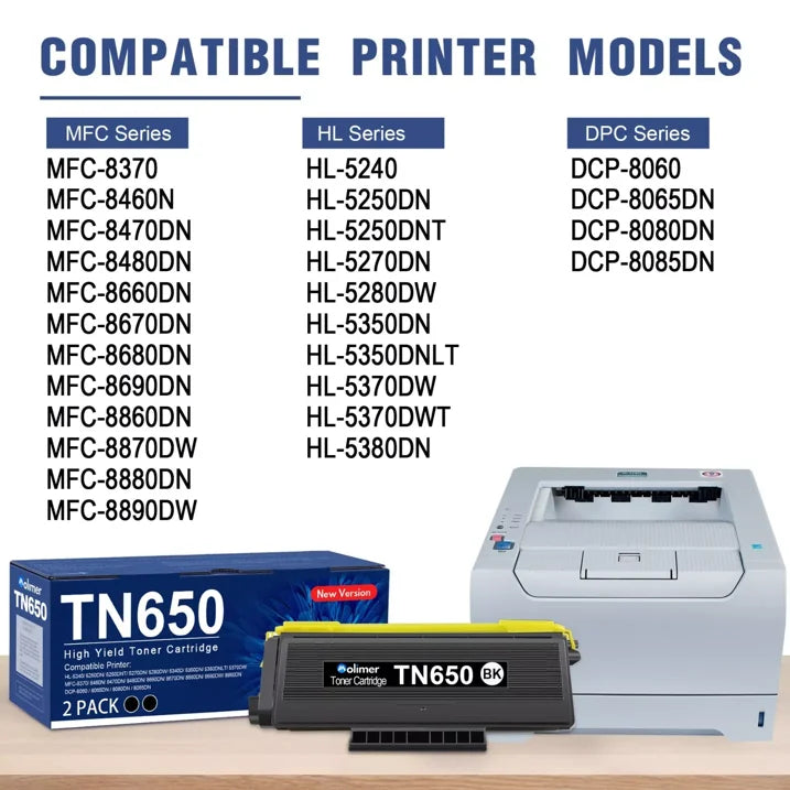 TN-650 Toner Cartridge Replacement for Brother TN-650 Toner Compatible for MFC-8670DN Printer.