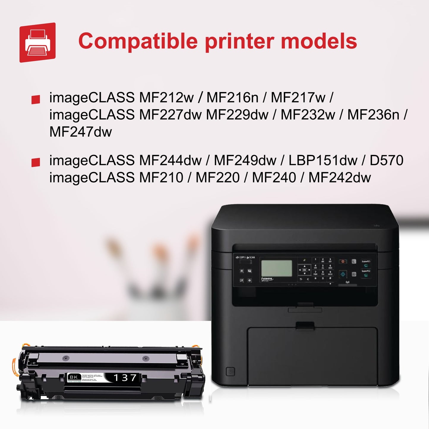 Canon 137 9435b001 Toner Cartridge Black 1-Pack Replacement for Canon C137 MF247dw MF227dw MF236n D570 Printer