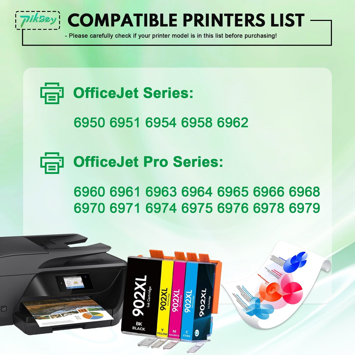 902XL Ink Cartridges Compatible for HP 902 Ink for Officejet Pro 6978 6968 Officejet 6962 Printers (4-Pack, 1 Black+1 Cyan+1 Magenta+1 Yellow)