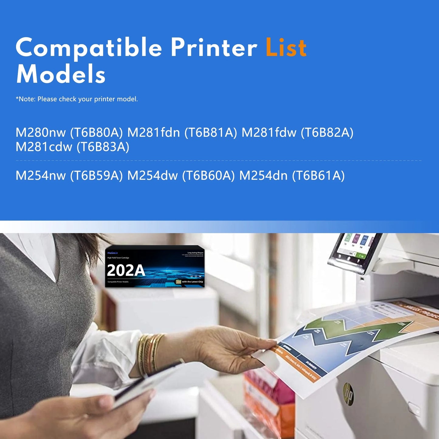 2 Pack Black 202A | CF500A Toner Cartridge Yields Up to 1,400 Pages Compatible for HP Color Pro MFP M281fdn MFP M281fdw Printers