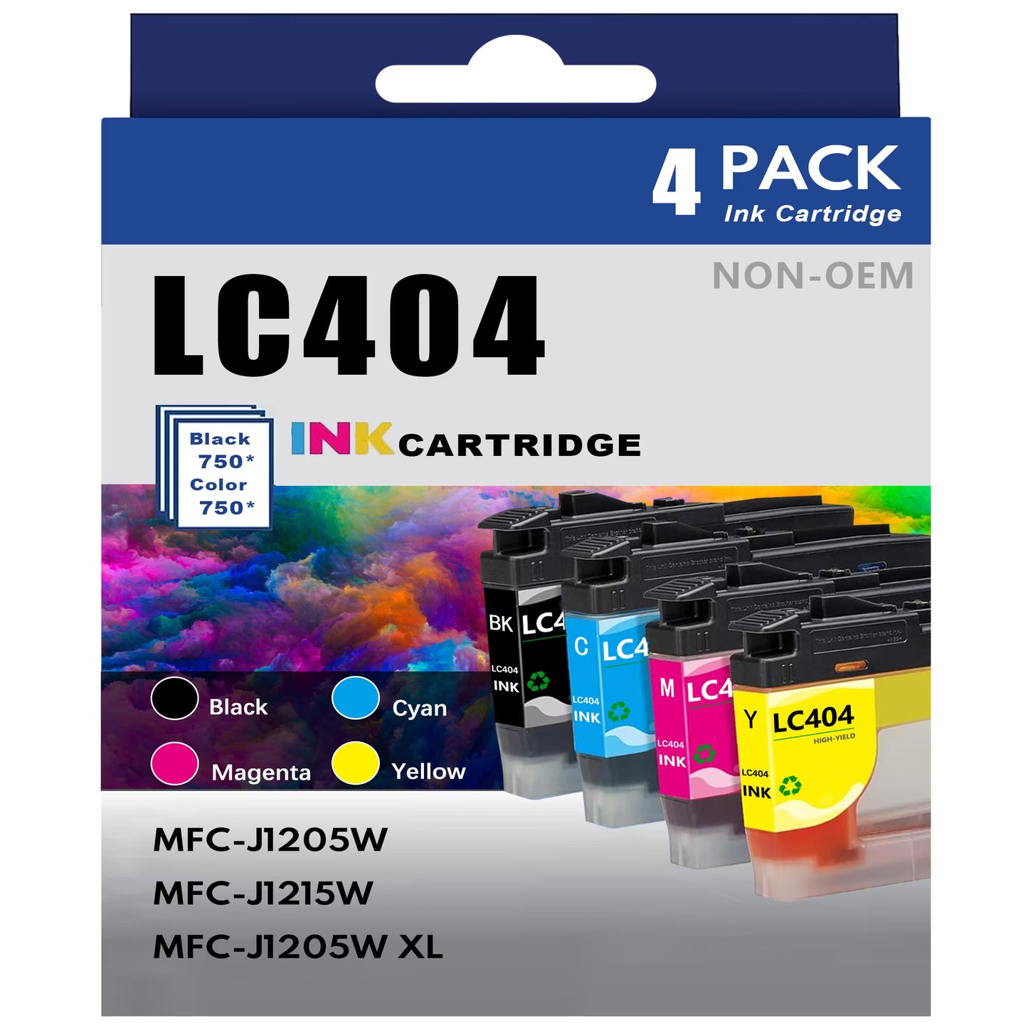 4-PK LC404 Ink Cartridge Replacement for Brother LC 404 Ink for MFC-J1215W Printer 404 ink BK,C,M,Y