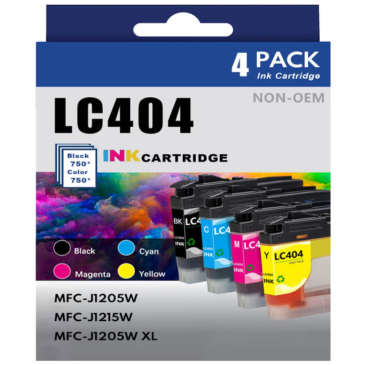 4-PK LC404 Ink Cartridge Replacement for Brother LC 404 Ink for MFC-J1215W Printer 404 ink BK,C,M,Y