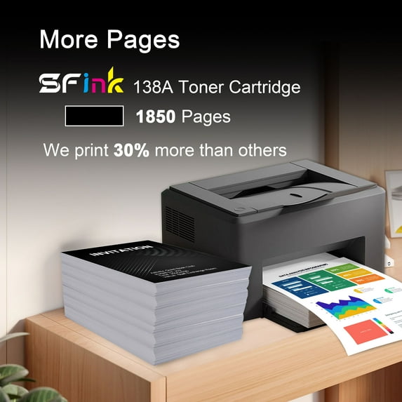 138A W1380A Compatible for HP138A W1380A 138X W1380X Toner Cartridge for HP138A Pro 3001dw 3001fdw MFP 3101fdw Series Printer (with Chip, 1 Black)