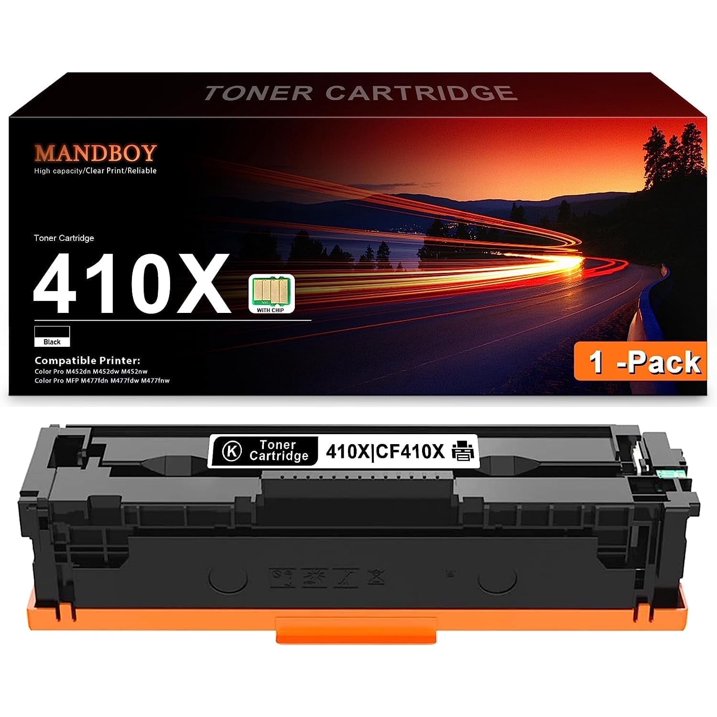 410X Black Toner Cartridge Yields Up to 7,000 Pages Compatible for HP 410A CF410A Color Pro MFP M425, M377, M477 Series Printer, 1 Pack