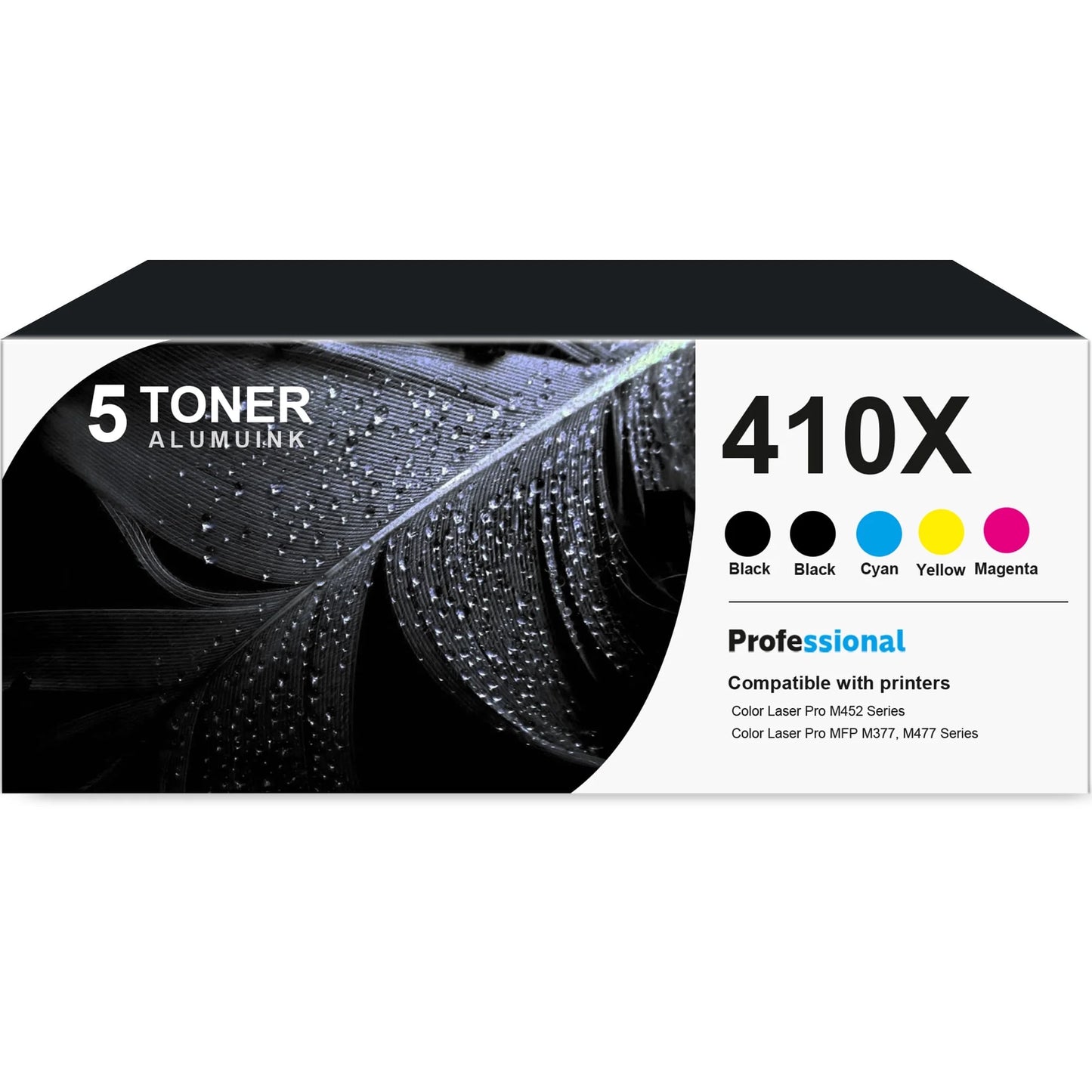410X CF410X Toner Cartridge 5-Pack Compatible for HP 410X CF410X Toner Cartridges for Color Laser Pro M452 Series, Color Laser Pro MFP M377, M477 Series Printer (2 Black, 1 Cyan, 1 Magenta, 1 Yellow)