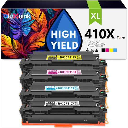 410X Toner Cartridge 4 Pack Compatible for HP 410X CF410X CF411X CF413X CF412X For Color Laser Pro M452 Series, Color Laser Pro MFP M377, M477 Series Printers | Black, Cyan, Magenta, Yellow