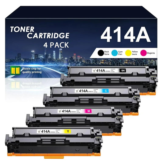 414A Toner Cartridges (with Chip) Compatible for HP 414A W2020A 414X W2020X Color Pro MFP M479fdw M454dw M454dn M479fdn Printer Ink (Black Cyan Magenta Yellow, 4-Pack)