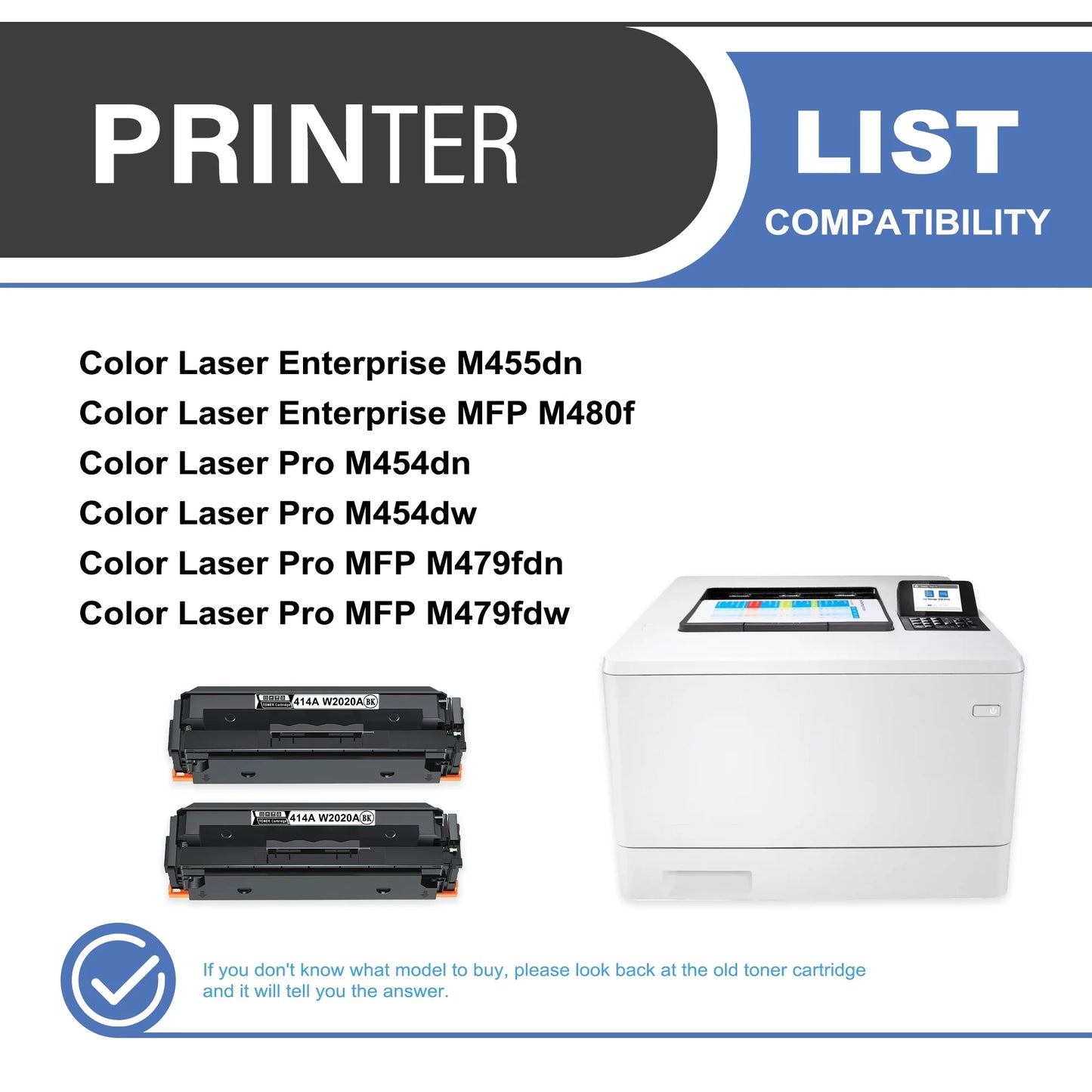 414A W2020A Toner Cartridge Black 2-Pack Compatible for HP 414A W2020A Toner Cartridges for Color Laser Enterprise M455dn, MFP M480f; Color Laser Pro M454, MFP M479 Series Printer