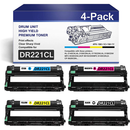 4PK DR221CL Drum Unit Replacement for Brother HL-3140CW 3150CDN Printer