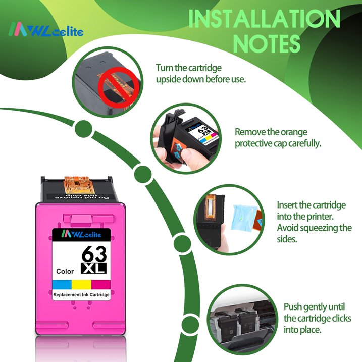 63 Tri-color Ink Cartridge Compatible for HP 63 63XL Ink Cartridge (1 Pack)