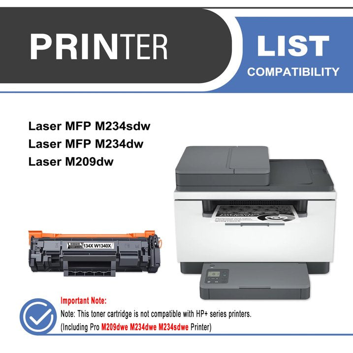 134X W1340X Toner Cartridge Balck 2-Pack Compatible for 134X W1340X Toner Cartridges for Laser M209,MFP M234 Series Printer（WIth Chip）