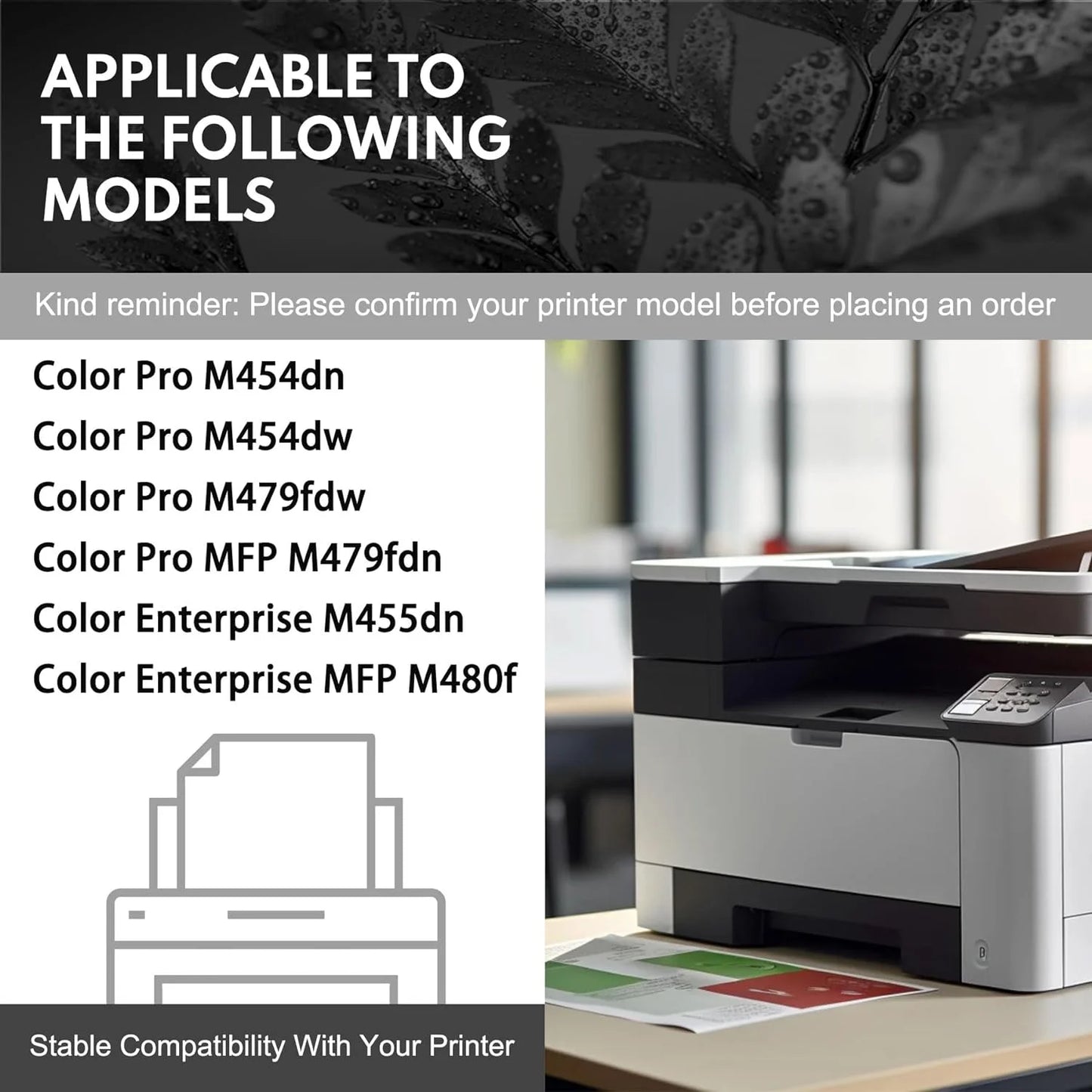 414X Toner Cartridges 4 Pack High Yield with Chip: W2020X Black, W2021X Cyan, W2022X Yellow, W2023X Magenta for Color Laser Enterprise M455dn, MFP M480f; Pro M454 Series, Pro MFP M479 Series Printer