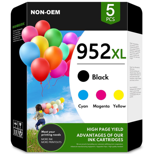 5-Pack 952 XL Ink Cartridge Compatible for HP 952 Ink Black*2 Cyan*1 Magenta*1 Yellow*1 High Yield