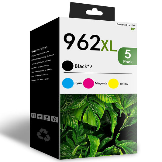 ALUMUINK OfficeJet Pro 962XL Ink Cartridge, 5-Pack, Black Cyan Magenta Yellow
