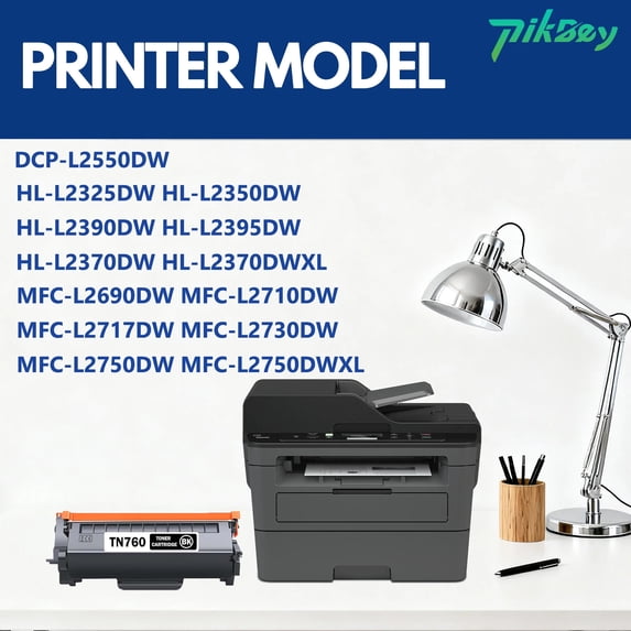 TN 760 TN760 Toner Cartridges 2 Pack Black Compatible for Brother TN760 TN-760 TN 730 TN-730 TN730 Toner Cartridge for HL-L2350DW DCP-L2550DW MFC-L2710DW MFC-L2730DW HL-L2370DW HL-L2395DW Printer