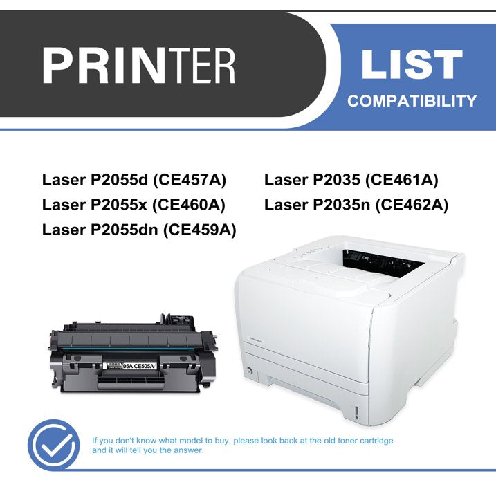 05A CE505A Toner Cartridge Balck 1-Pack Compatible for 05A CE505A Toner Cartridges for Laser P2035, P2055 Series Printer