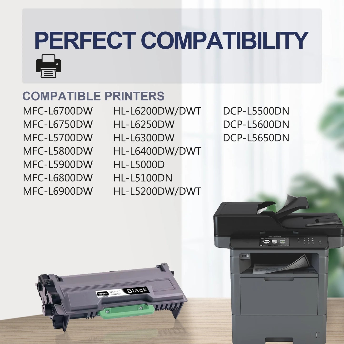 TN850 Toner Cartridge Black 2 Pack Replacement for Brother TN850 for Brother HL-L6200DW Printer