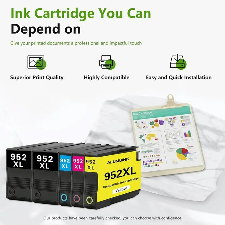 952 XL Ink Cartridges 952XL Compatible for HP 952 Ink Cartridge for OfficeJet Pro 8702 8710 8715 Printers (4 Pack)
