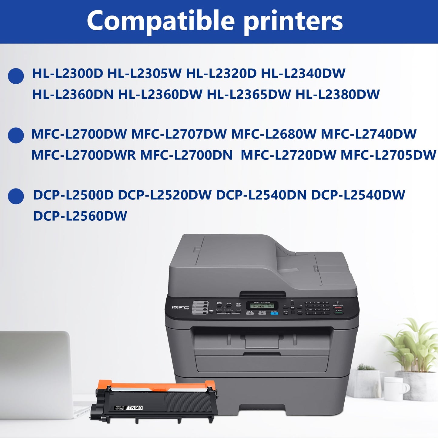 TN660 Toner Cartridge 2-Pack Black Compatible for Brother TN 660 TN 630 TN-660 TN-630 TN630 for HL-2340DW 2320D DCP-L2540DW MFC-L2705DW Printer Ink