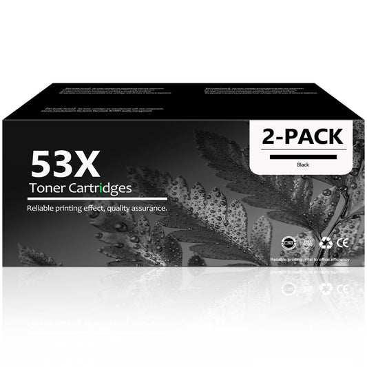 53X Black Toner Cartridge Compatible for 53X 53A Toner Cartridge for P2014 P2014n Printer (2 Pack)