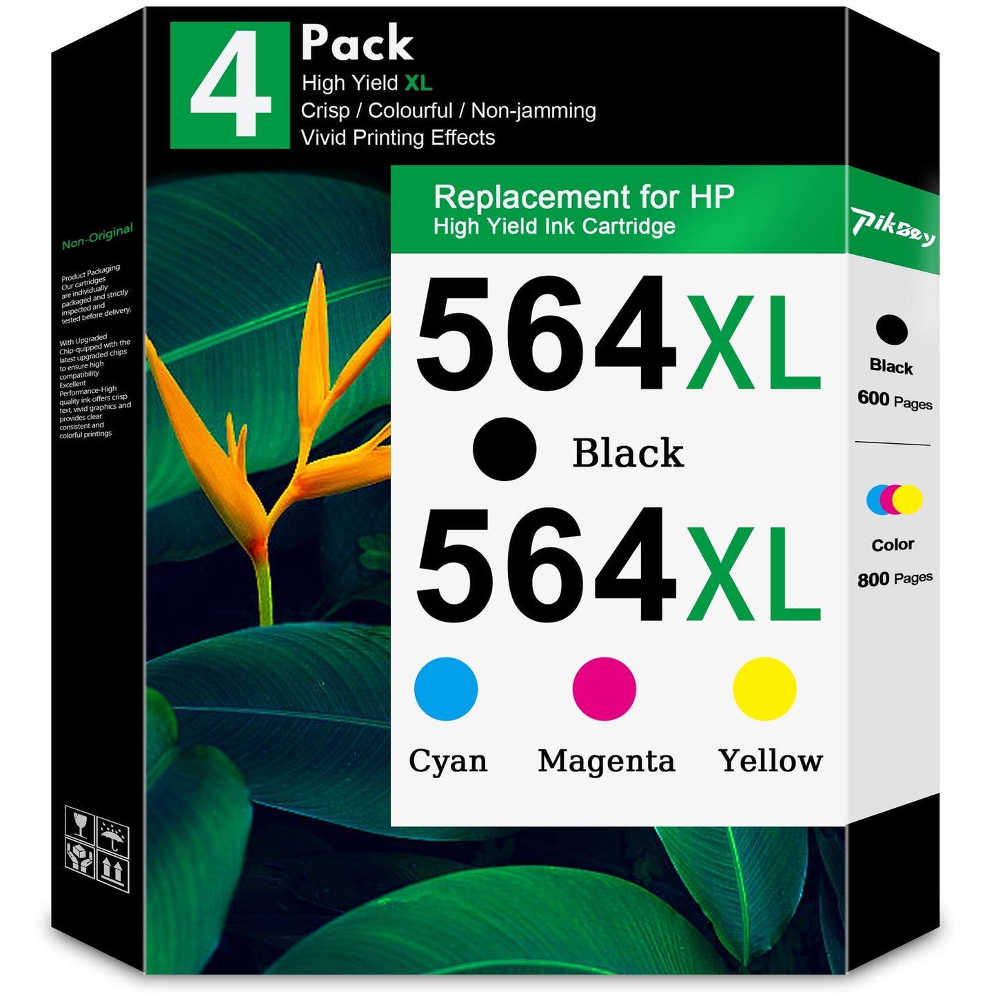 564XL High Yield Ink Cartridge (4-Pack, 1Black/1Cyan/1Magenta/1Yellow) Compatible for HP 564 564XL Ink Cartridges Work with OfficeJet 4610 4620 4622 Deskjet 3520 3522 3524 3526 Printer