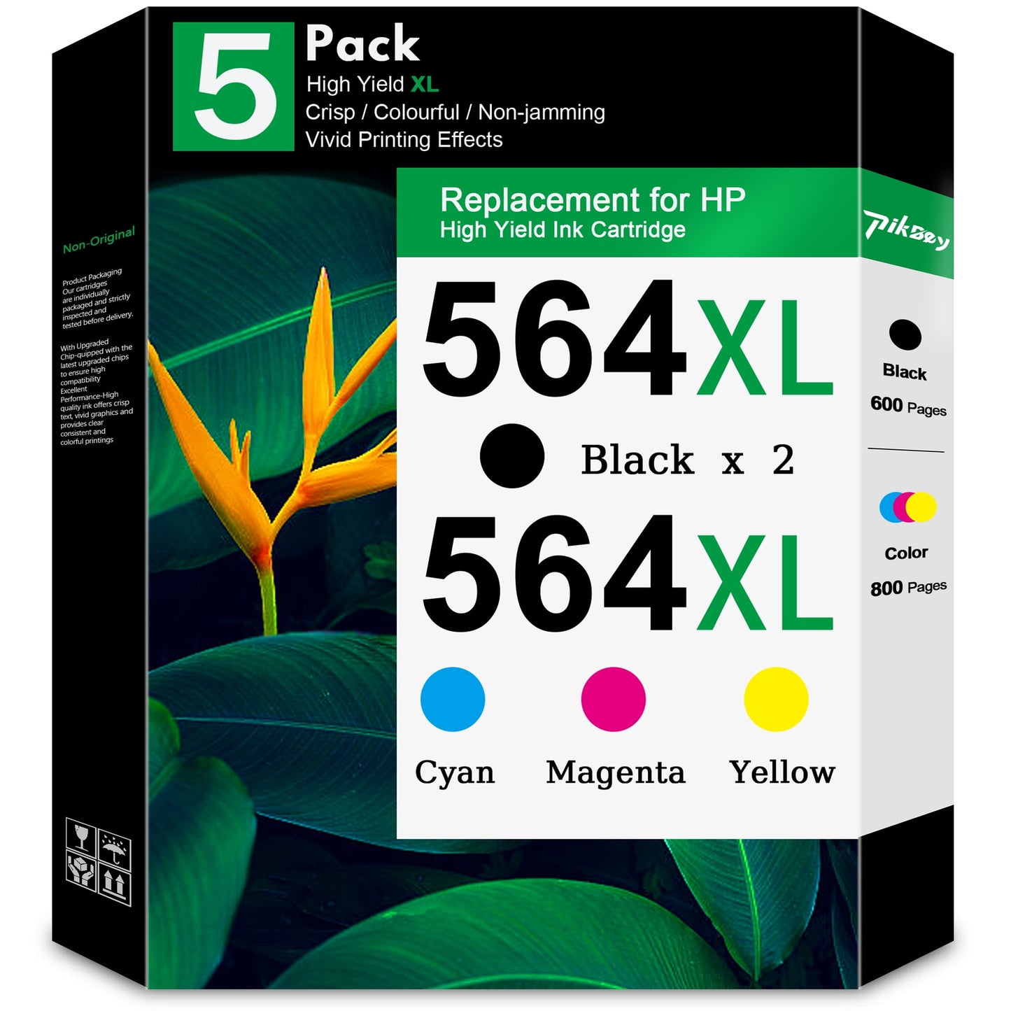 564XL Ink Cartridges Compatible for HP 564 Ink Cartridge Combo Pack for DeskJet 3520 3522 Officejet 4620 Photosmart 5520 6510 7520 7525 Printers (5-Pack, 2 Black/1 Cyan/1 Magenta/1 Yellow)