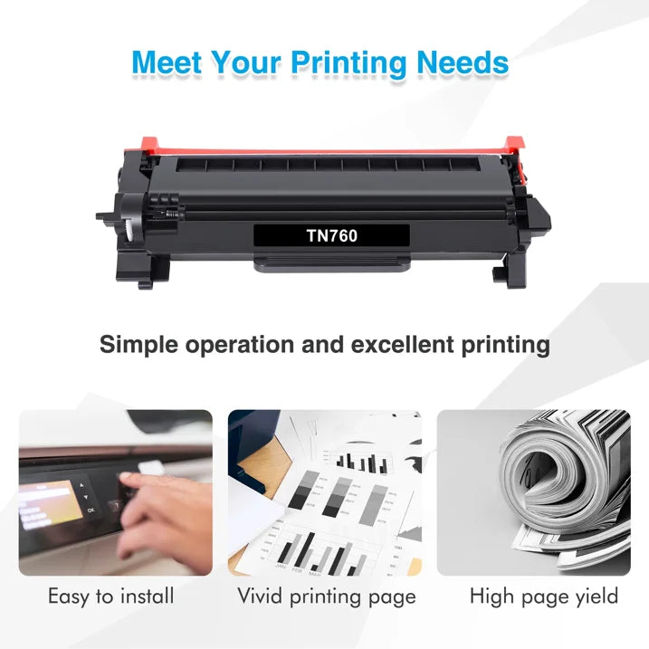 TN760 Toner Cartridge Compatible for Brother TN760 TN-760 TN730 TN770 HL-L2350DW HL-L2370DW MFC-L2750DW MFC-L2710DW MFC-L2730DW DCP-L2550DW Printer Ink (Black 1-Pack)
