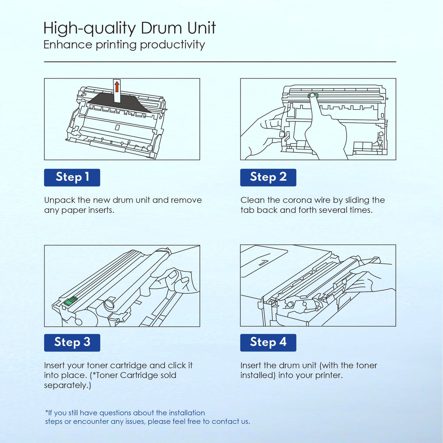 DR 420 DR-420 Drum Unit Compatible for Brother DR 420 High Yield Black Works with DCP-7065D Intellifax-2890 HL-2240D 2242D [ 2 Black ]