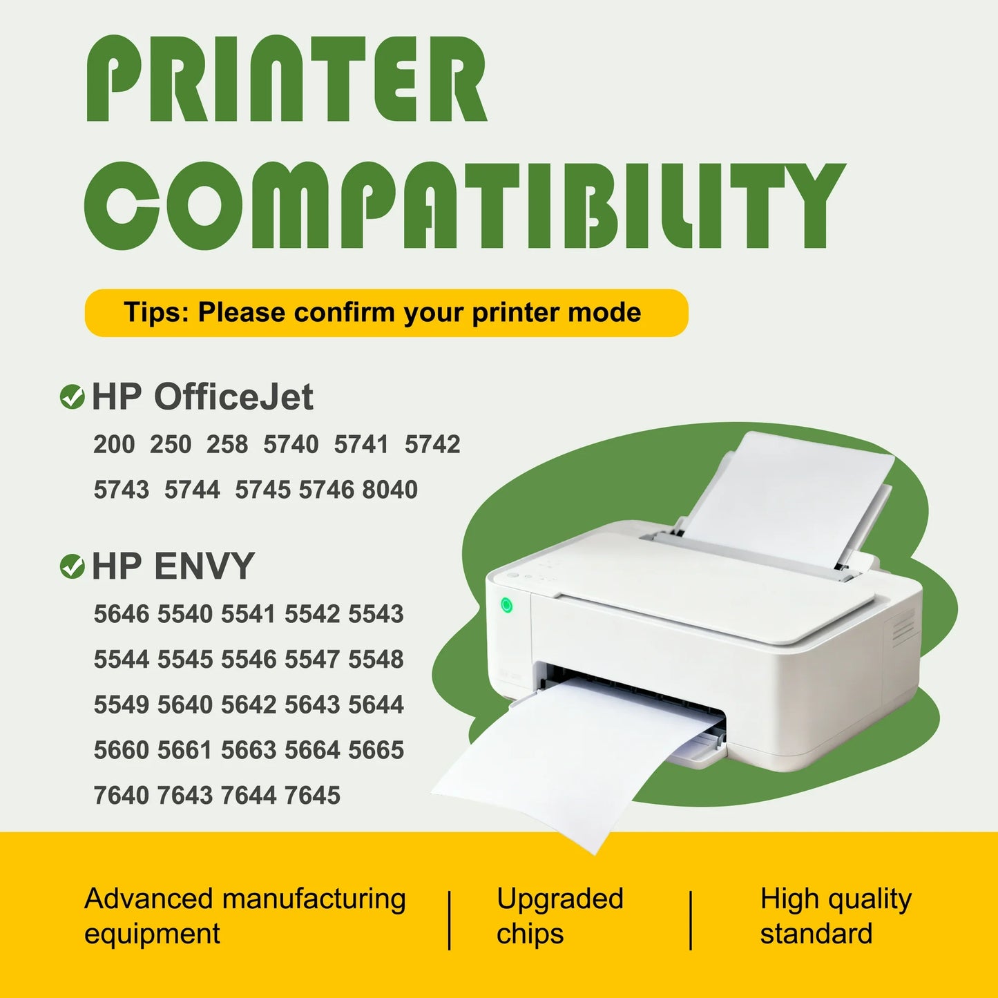 62XL Ink Black/Tri-Color Compatible for HP 62 Ink Cartridges for HP Envy 7640 Officejet 8040 Printer