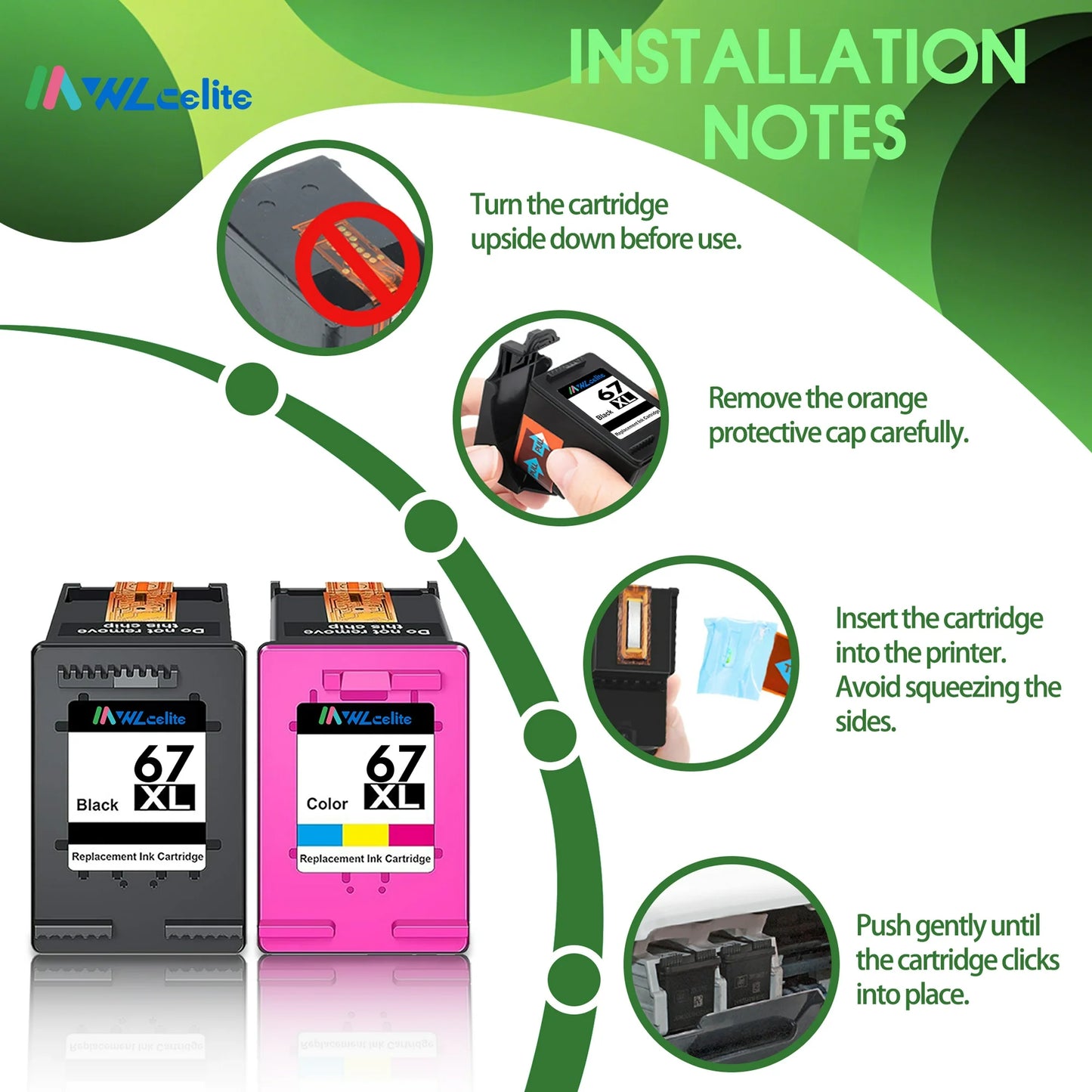 67XL 67 Ink Cartridge Compatible for HP 67 XL Ink Cartridges Deskjet 2742e Envy 6000 6010e Black Tri-Color