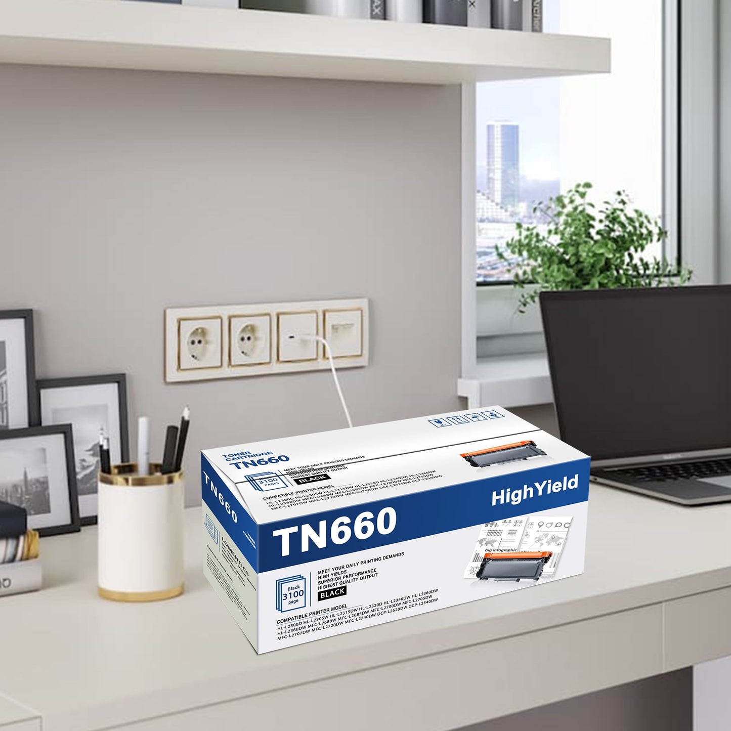 TN660 Toner Cartridge 2 Pack Black Replacement for Brother TN660 TN630 TN 660 TN 630 TN-660 TN-630 Toner Cartridge for DCP-L2520DW DCP-L2540DW HL-L2320D MFC-L2705DW Printer