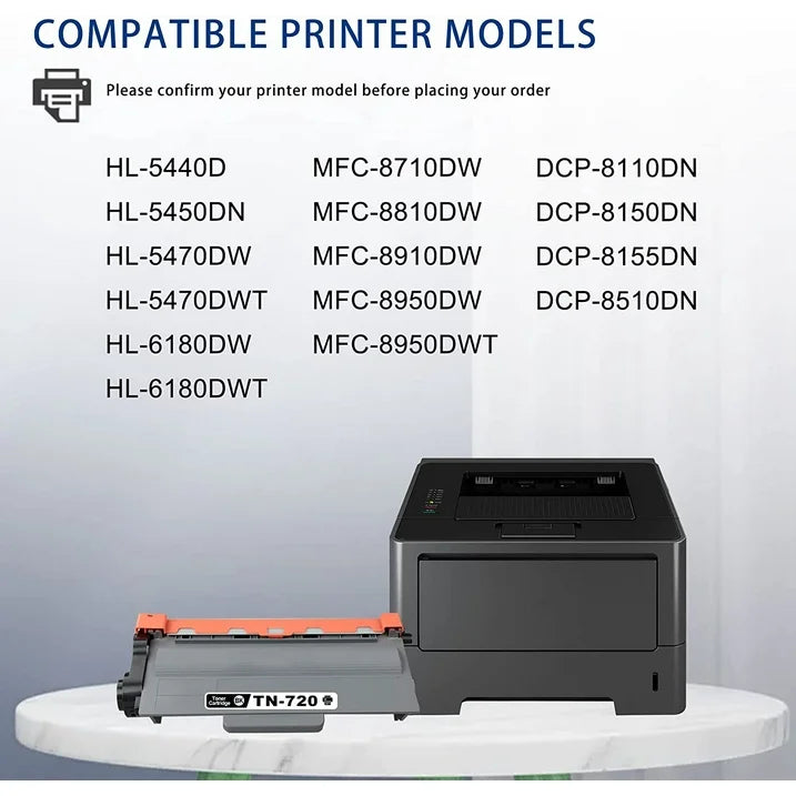 TN 720 TN720 Toner Cartridge Replacement for Brother TN-720 Toner for HL-5450DN Printer (1Pack)