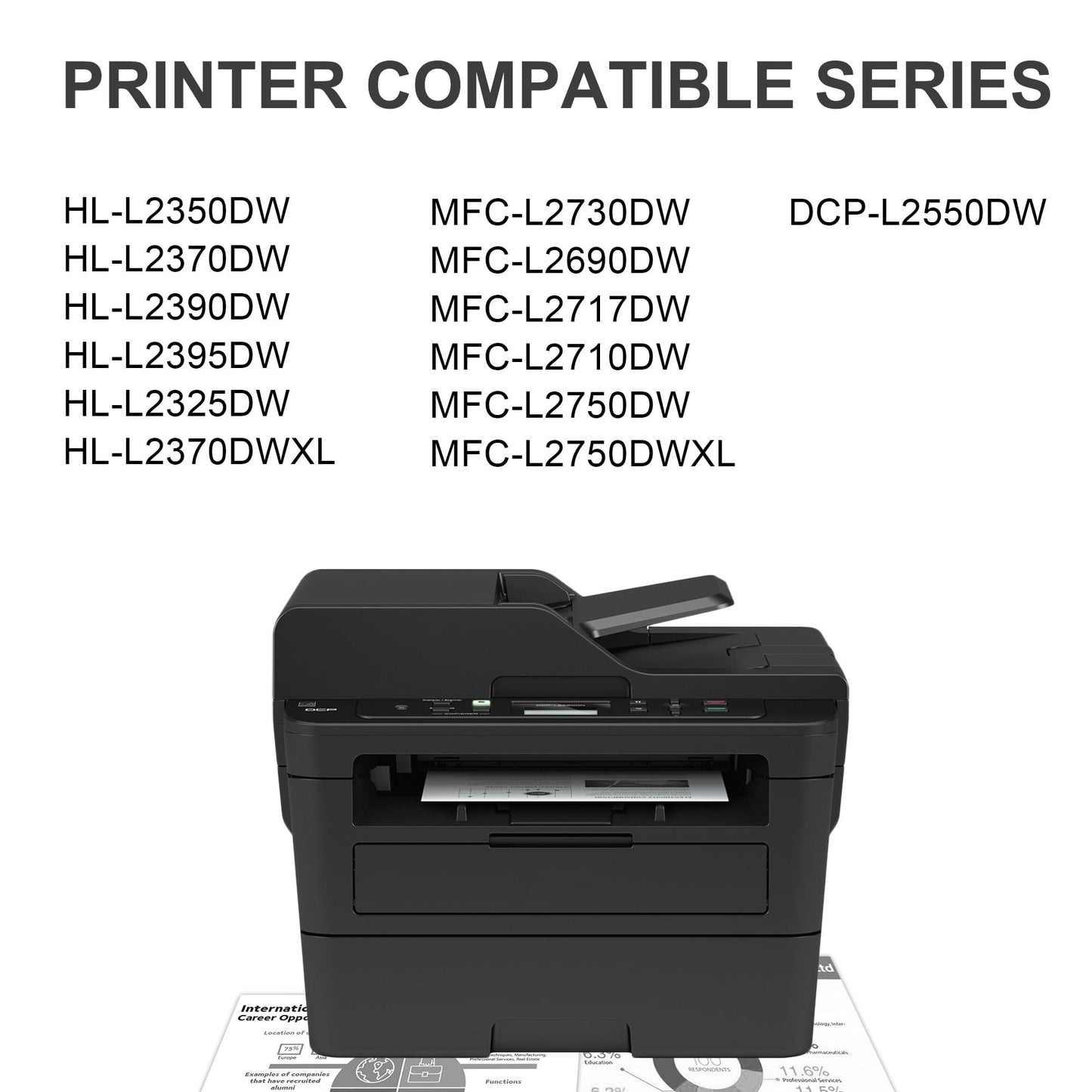 TN760 High Yield Toner Cartridge Compatible Replacement for Brother TN760 TN730 for MFC-L2690DW MFC-L2710DW HL-L2370DW DCP-L2550DW Printer Toner Cartridges(Blalck 4 Pack)