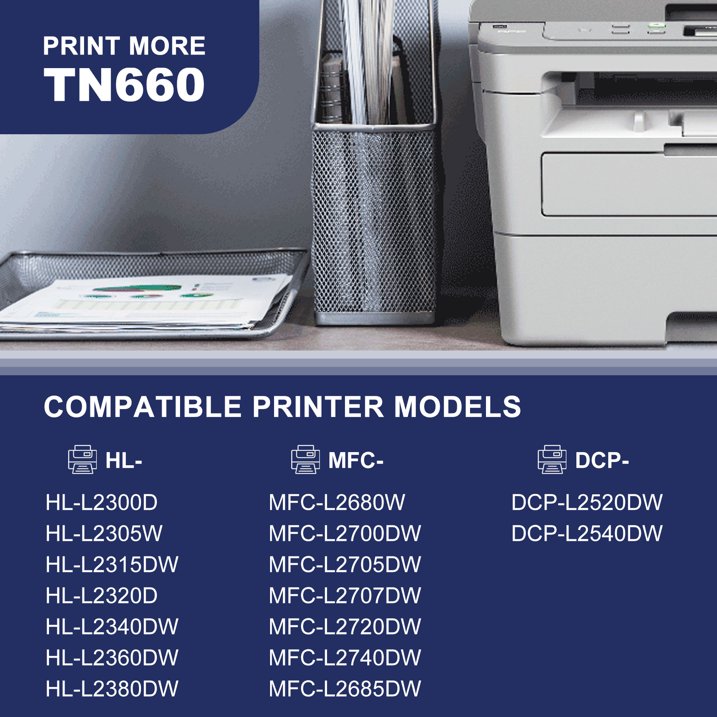 TN660 Toner Cartridge Compatible for Brother TN660 TN-660 TN 660 Toner Cartridges for MFC-L2750DWXL HL-L2370DW DCP-L2550DW Printer (Black,1 Pack)