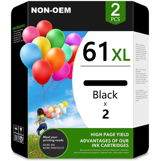 61XL Ink Cartridges Black Compatible for HP 61 XL Ink for Envy 4500 Officejet 4630 Printer