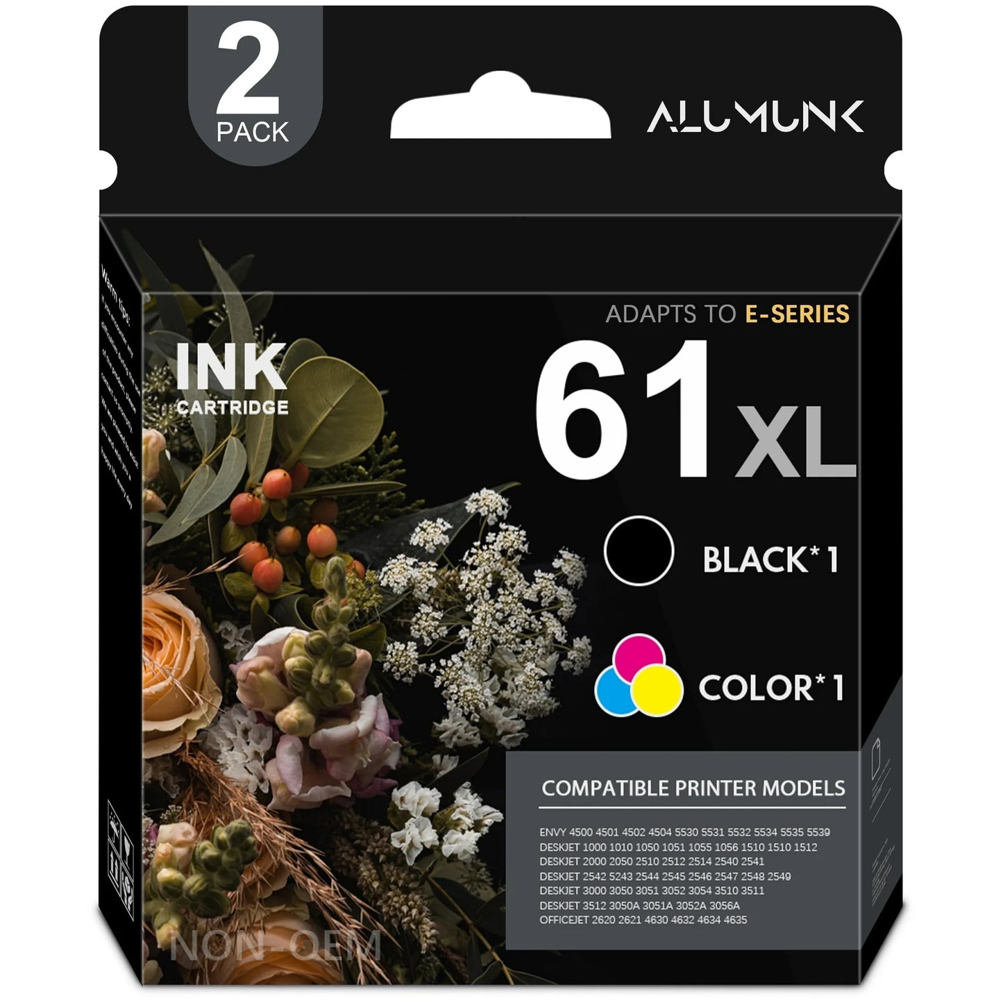 61XL Ink Cartridges Compatible for HP 61 Ink Cartridge for Printer ink 61 Comb Pack for Envy 4500 5530 4502 Deskjet 1000 2540 Officejet 4635 4630 Printer (Black,Tri-color)