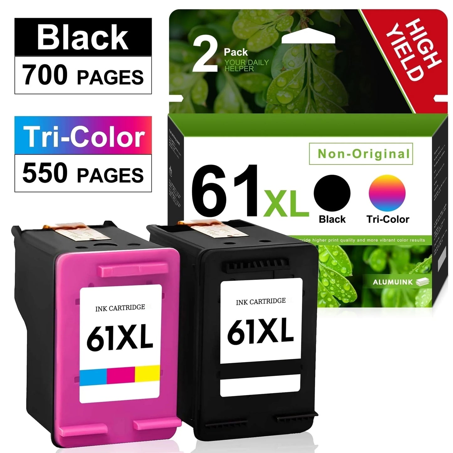 61XL Ink Cartridges Compatible for HP 61 Ink Cartridge Combo Pack for Printer Ink HP 61 for Envy 4500 4502 5530 DeskJet 1000 1010 2050 2500 Officejet 4630 4635 Printer (Black, Tri-Color)