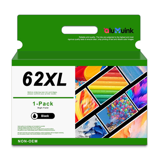 62XL Ink Cartridge Compatible for HP 62 Black Ink Cartridge for Envy 5660 7640 Printer