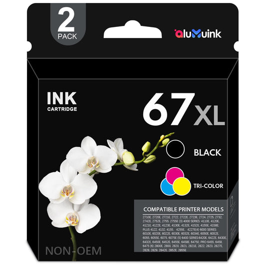 67XL 67 Ink Cartridge Compatible for HP 67 XL Ink Cartridges Deskjet 2778 6078 Envy 6020e 6022e 6030e (2 Pack)