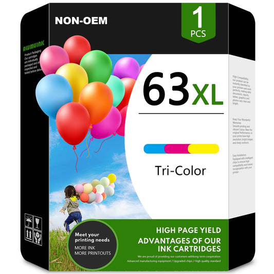 63XL Ink Cartridges Compatible for HP 63 XL Ink for OfficeJet 5255 5257 ENVY 4512 Printer (1Pk)