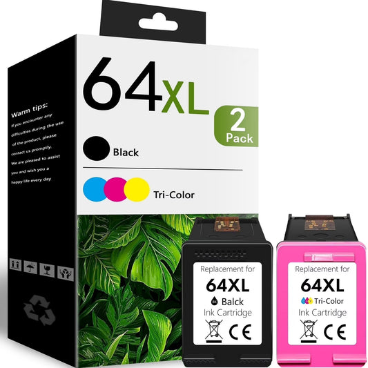 64XL Ink Cartridge Black Tri-Color Compatible for HP 64 Ink Cartridges for Envy 7855 7864 Printers