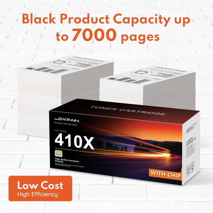 410X Black Toner Cartridge Yields Up to 7,000 Pages Compatible for HP 410A CF410A Color Pro MFP M425, M377, M477 Series Printer, 1 Pack