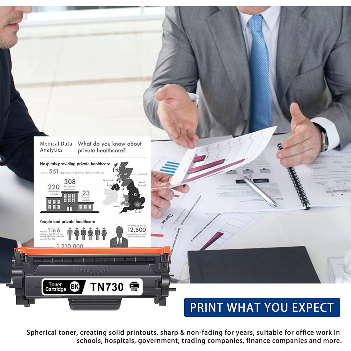 TN730 Black Toner Cartridge Replacement for Brother TN 730 HL-L2350DW Printer (1-Pack)