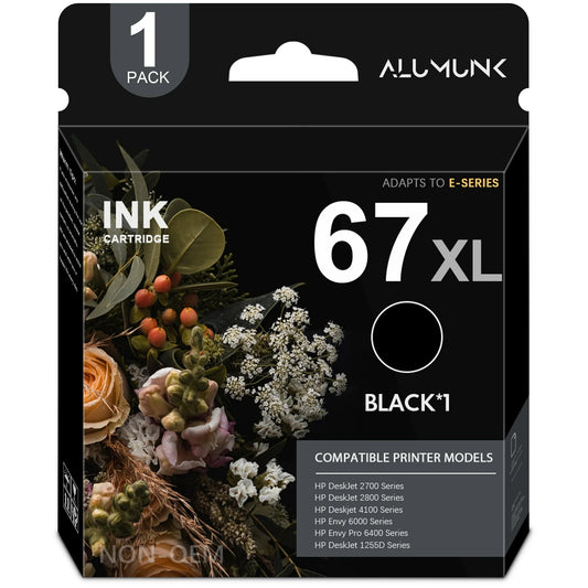 67XL Black 67 Ink Cartridge Compatible for HP 67 XL Ink Cartridges Deskjet 2778 2779 6078 6478 Envy 6020e 6022e 6030e (1 Pack)