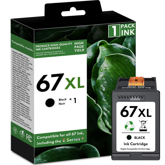 67XL Black 67 Ink Cartridge Compatible for HP 67 XL Ink Cartridges Deskjet 2778 2779 6078 6478 Envy 6020e 6022e 6030e (1 Pack)